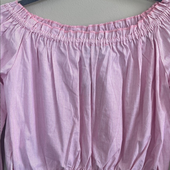 Bebe stripe bell sleeve crop top size red /white medium new - Picture 9 of 12